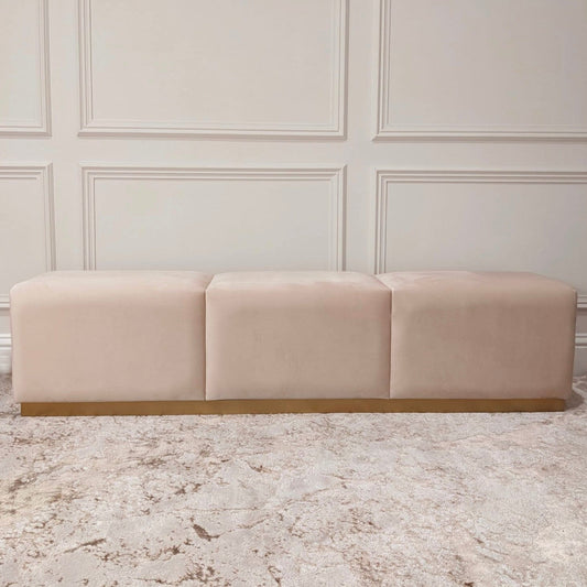 Valentina Champagne & Gold Premium Upholstered Bench Made to Order Bench 