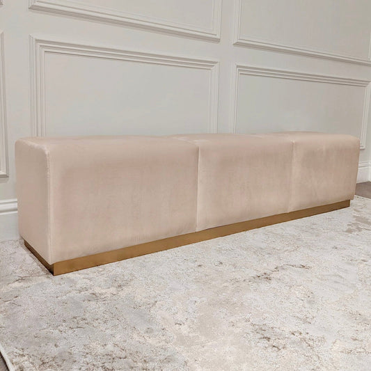Valentina Champagne & Gold Premium Upholstered Bench Made to Order Bench 