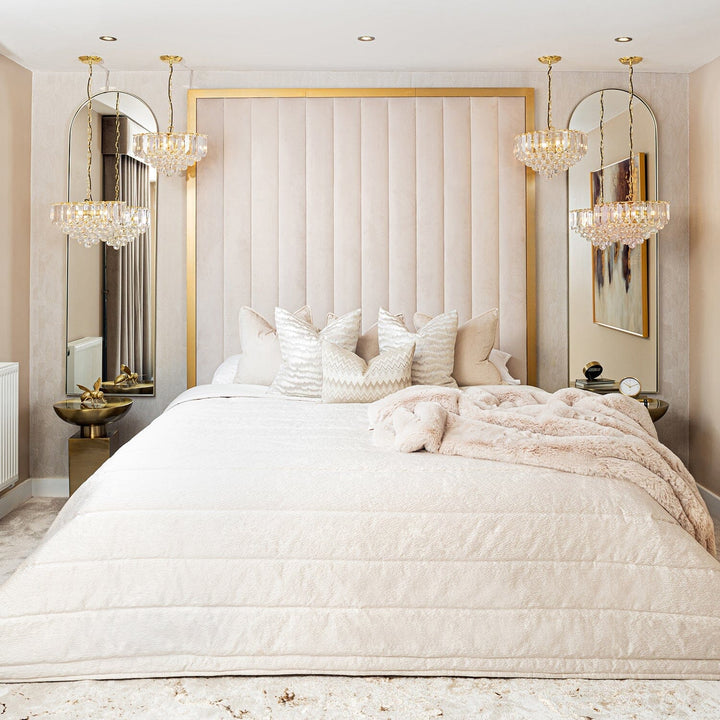 Valentina Oyster & Gold Channelled Headboard Made to Order Headboard 