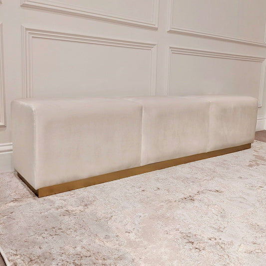 Valentina Oyster & Gold Premium Upholstered Bench Made to Order Bench 