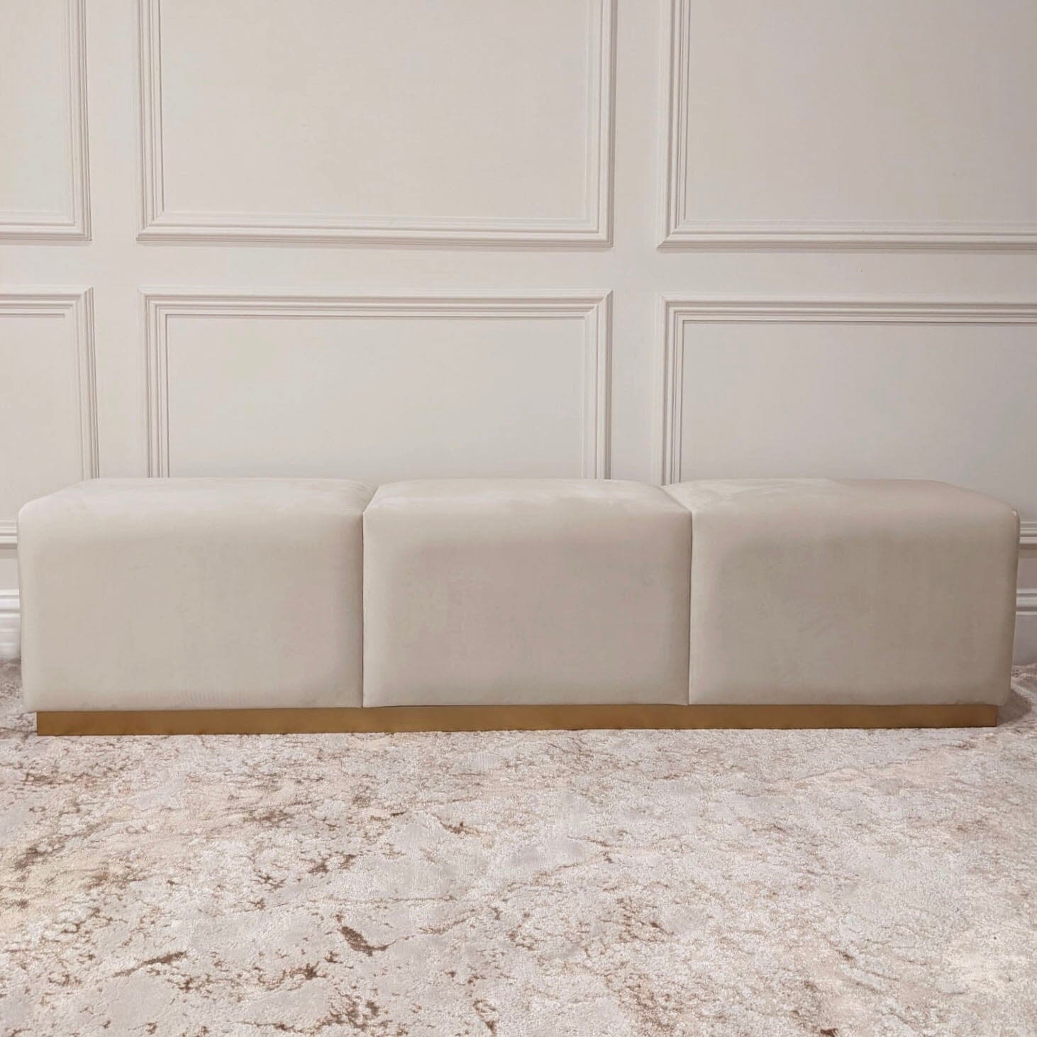 Valentina Praline & Gold Premium Upholstered Bench MTO Headboard 