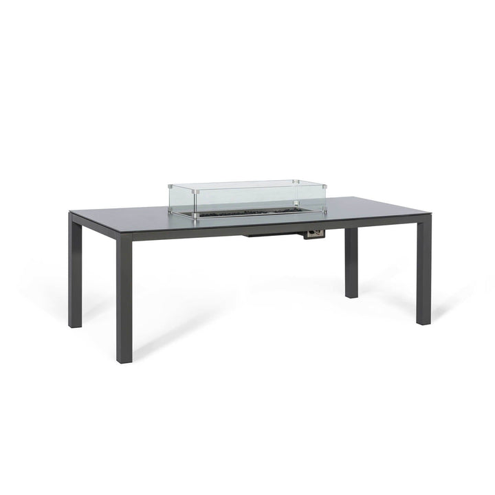 Valetta Charcoal Grey 8 Seat Rectangular Dining Set With Fire Pit Table Furniture 