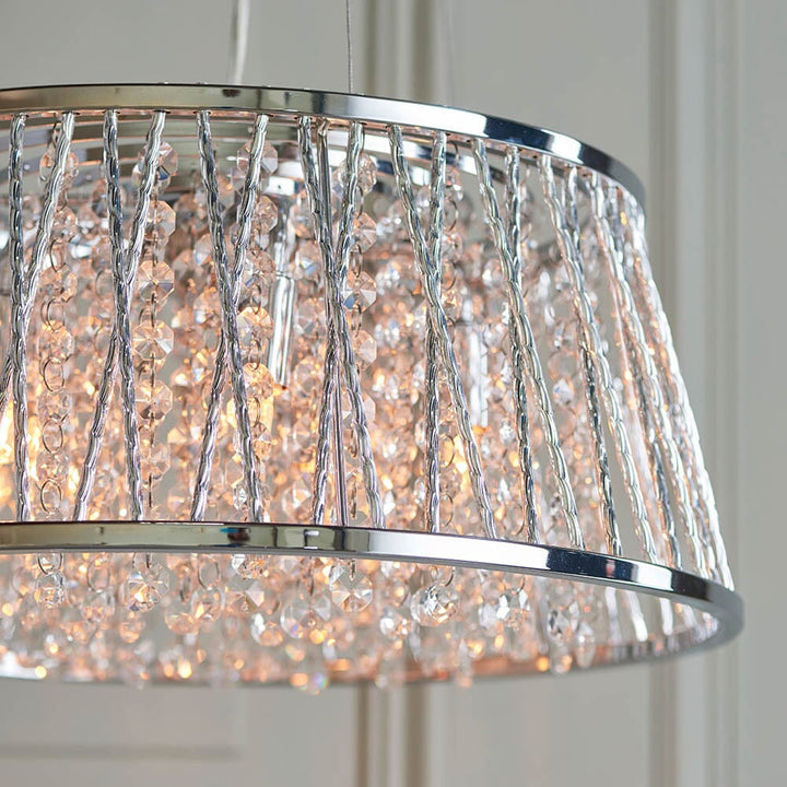 Valetta Silver & Crystal Pendant Ceiling Light Lighting 