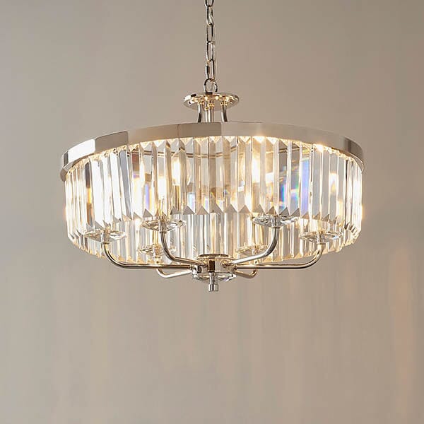 Valross Round Silver & Glass Chandelier Lighting 