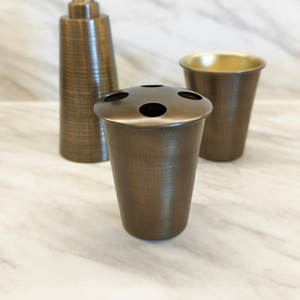 Vega Brass Etched Toothbrush Holder Accessories 