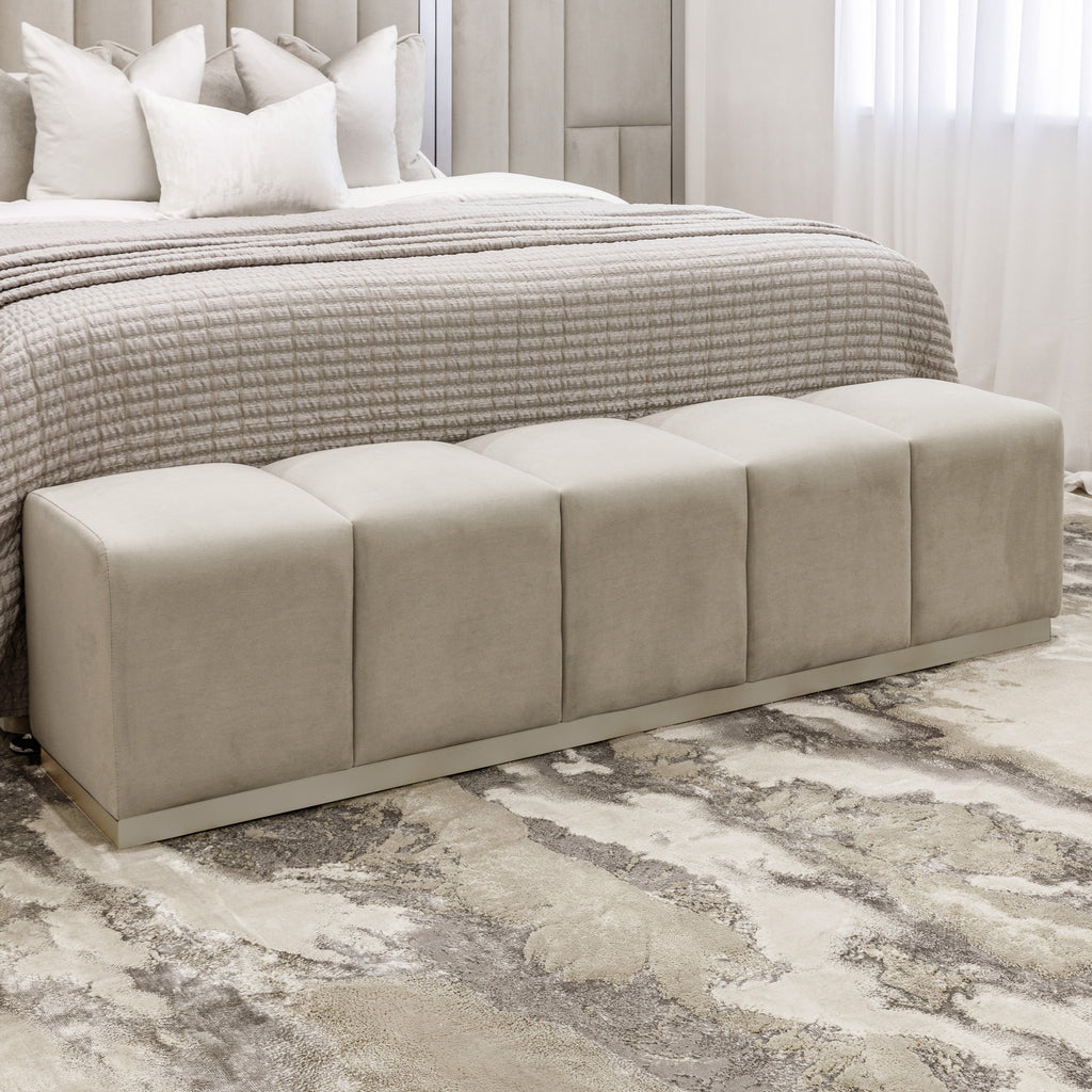 Venus Grey & Off White Premium Upholstered Bench