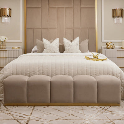 Venus Mink & Gold Premium Upholstered Bench Bench 