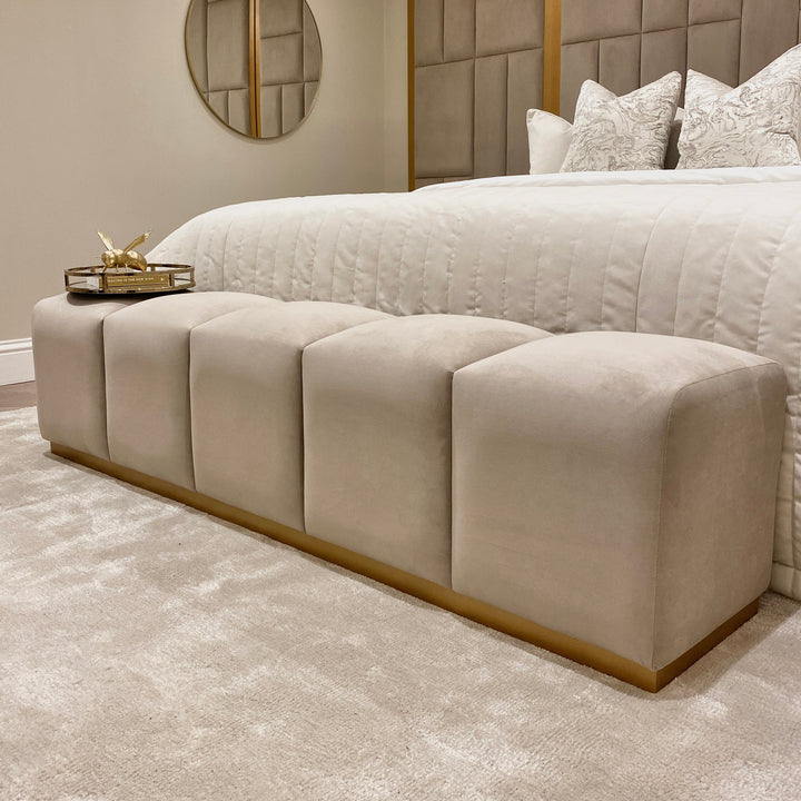 Venus Mink & Gold Premium Upholstered Bench Furniture 
