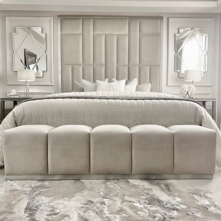 Venus Smoke & Silver Premium Upholstered Bench Furniture 