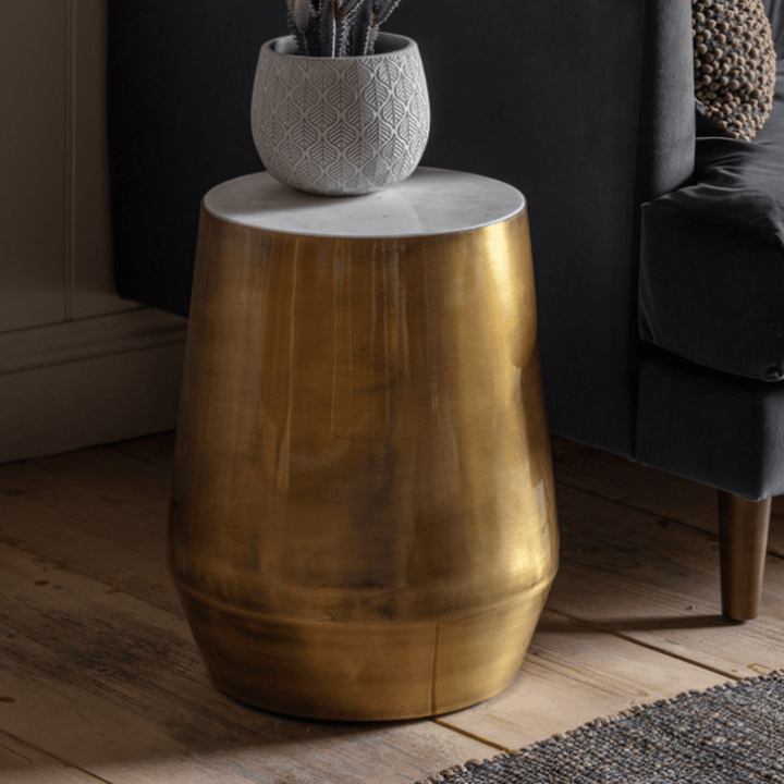 Verna Gold Round Side Table Furniture 