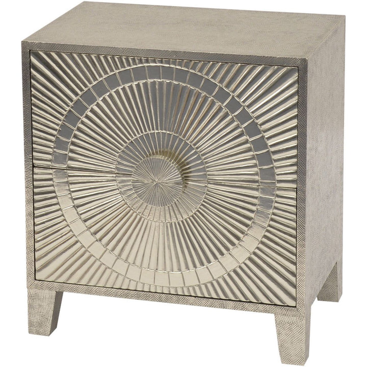 Vogue Champagne Embossed Premium Metal Bedside Table Furniture 