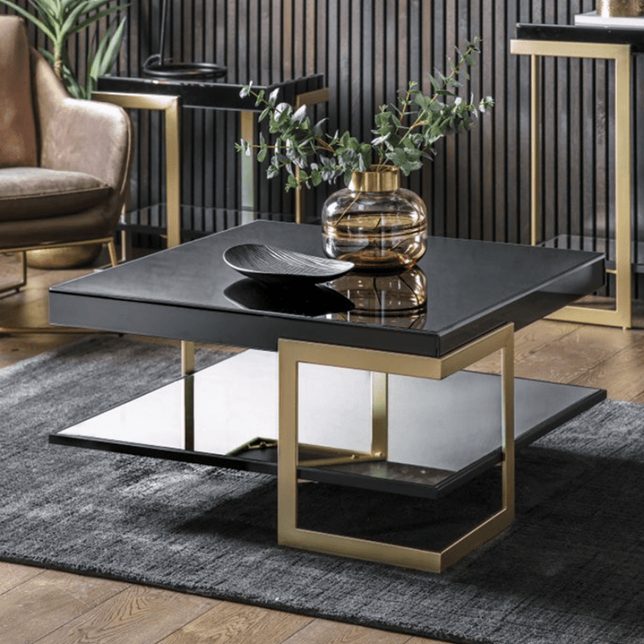 Waltham Gold & Black Square Coffee Table Furniture 