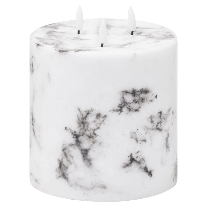 White 3 Wick Short Marble Effect LED Candle Candle 