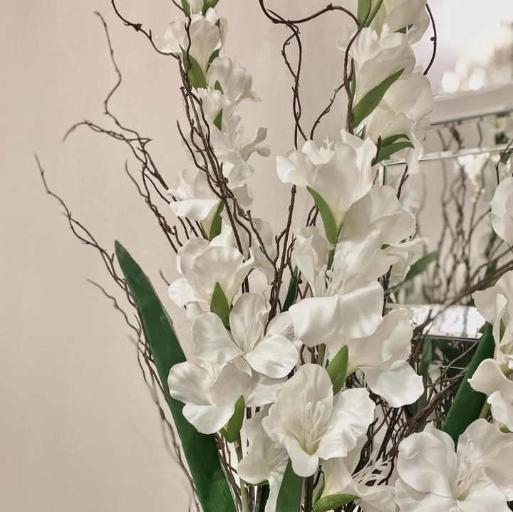 White Faux Gladioli Single Stem Flower Florals and Plants 