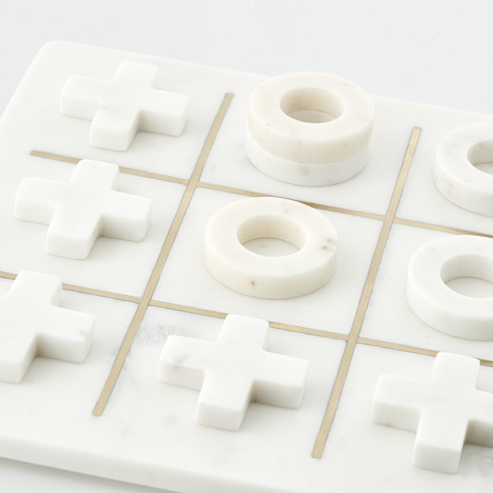 White Marble & Gold Noughts & Crosses Set Accessories 