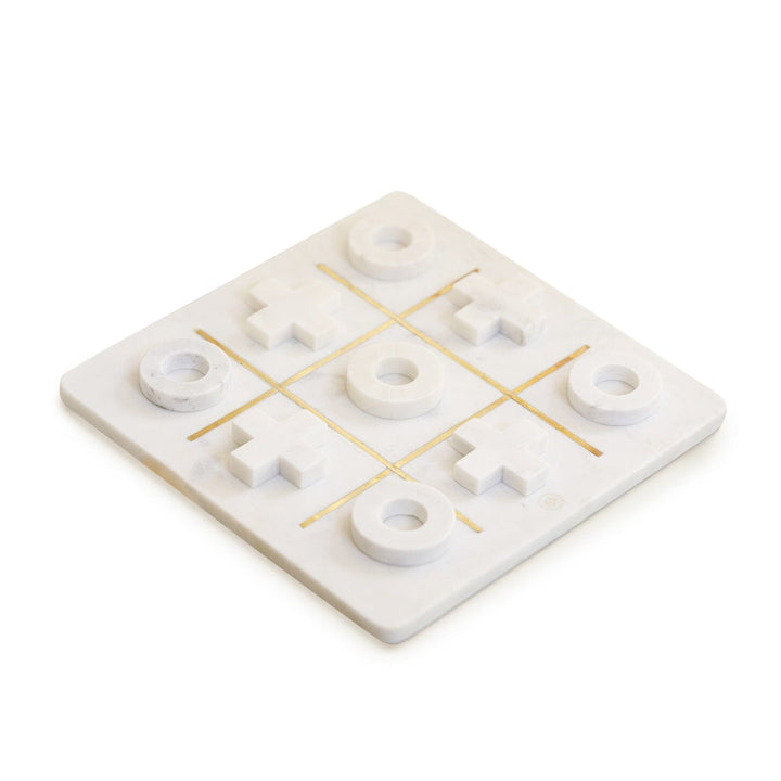 White Marble & Gold Noughts & Crosses Set Accessories 