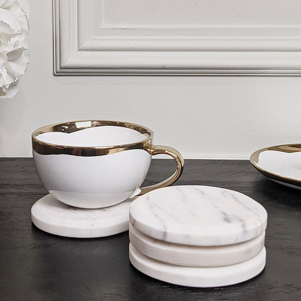 Whitney Round Marble Coasters Set 4