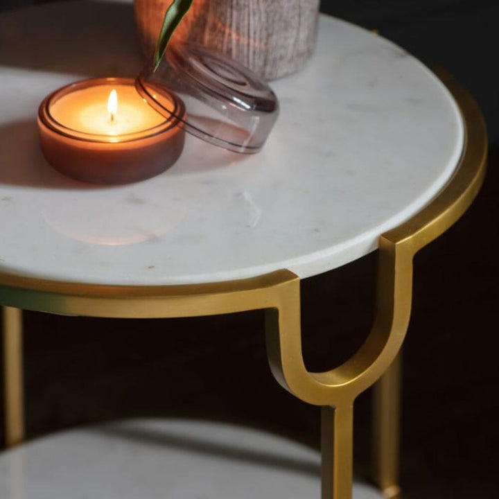 Woburn Gold & Marble Side Table End and Side Table 