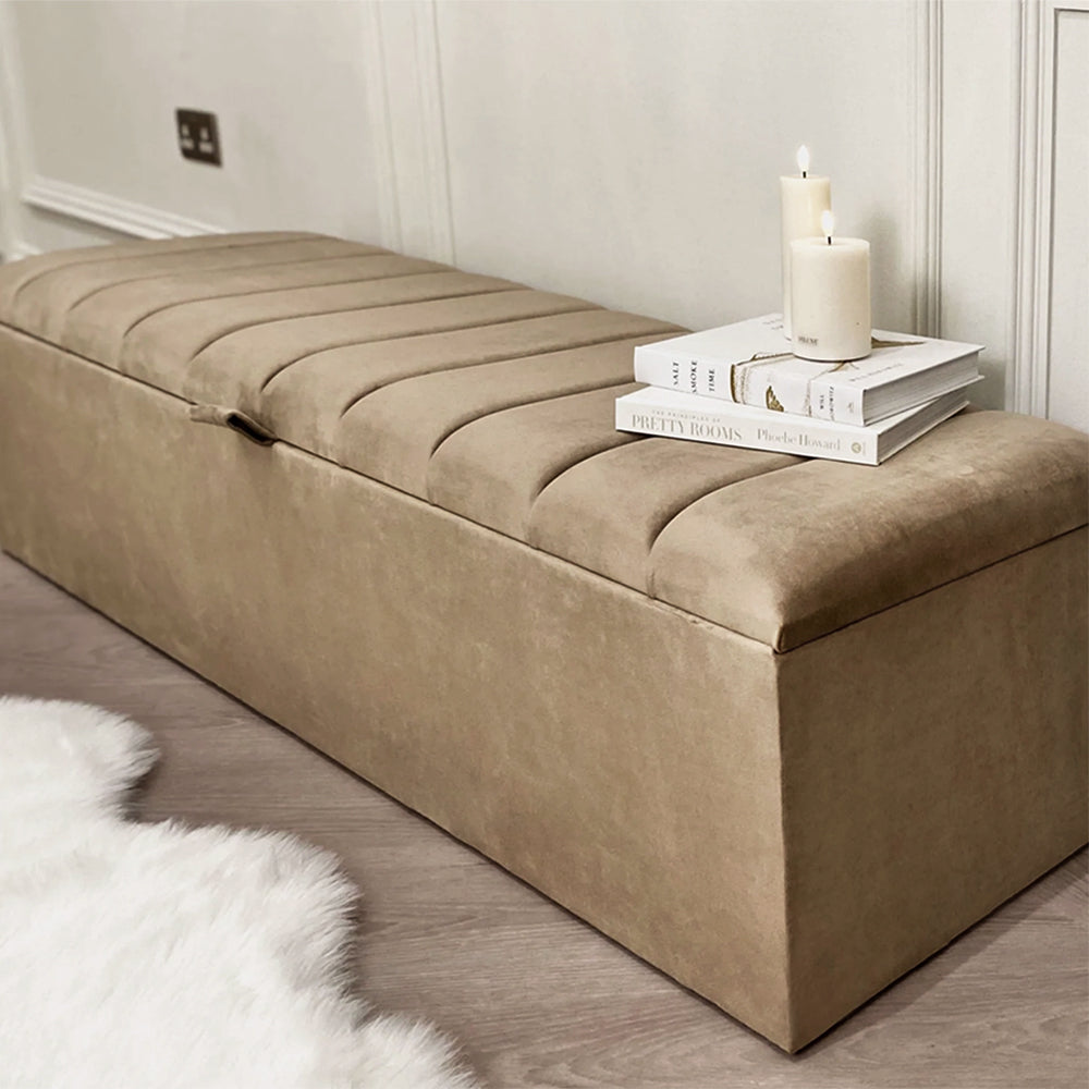 Zana Coffee Panelled Ottoman Box Furniture 