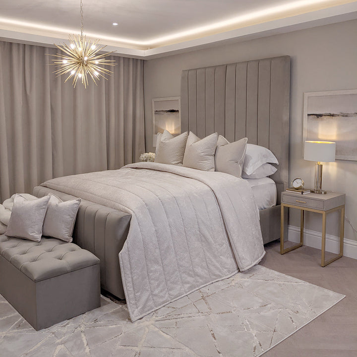 Zana Grey Luxury Panelled Bed MTO Bed 