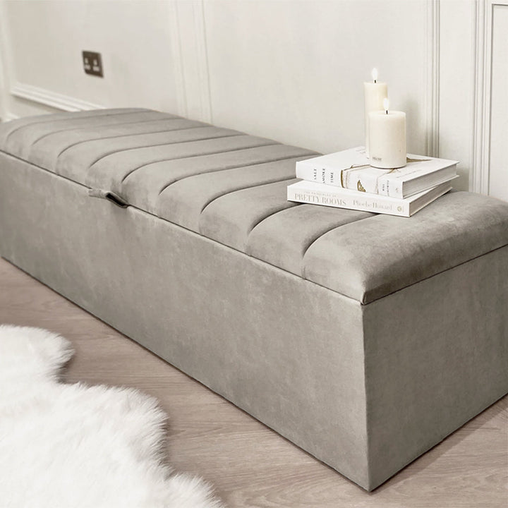 Zana Grey Panelled Ottoman Box Furniture 