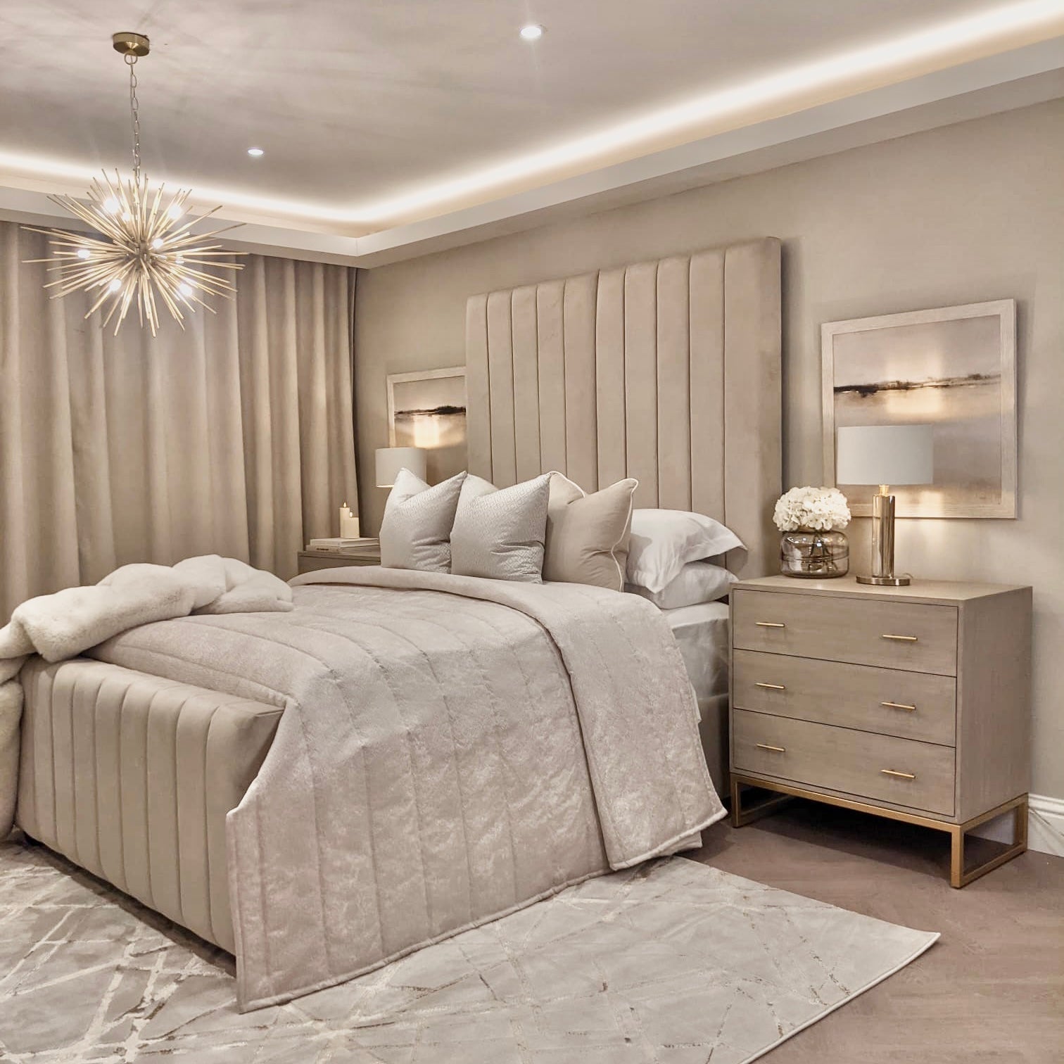 Zana Vanilla Luxury Panelled Bed – Rowen Homes