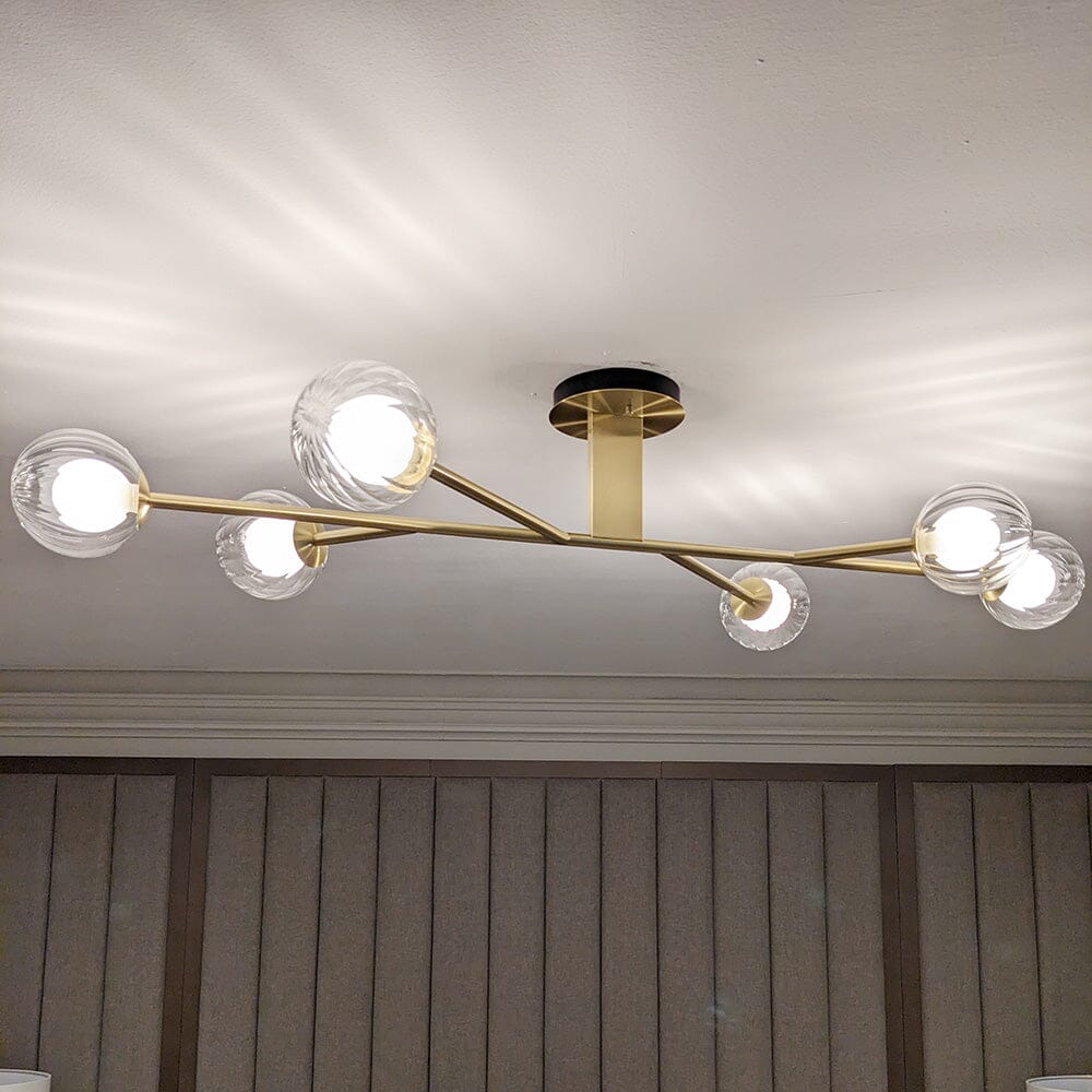 Zayla 6 Light Semi Flush Brass Ceiling Light