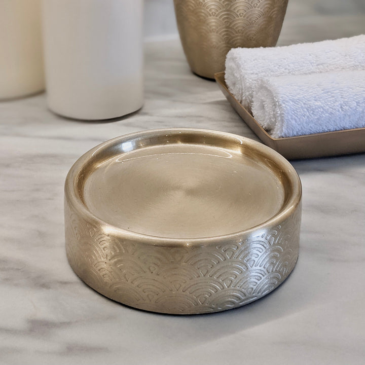 Zena Champagne Etched Soap Dish Bathroom 