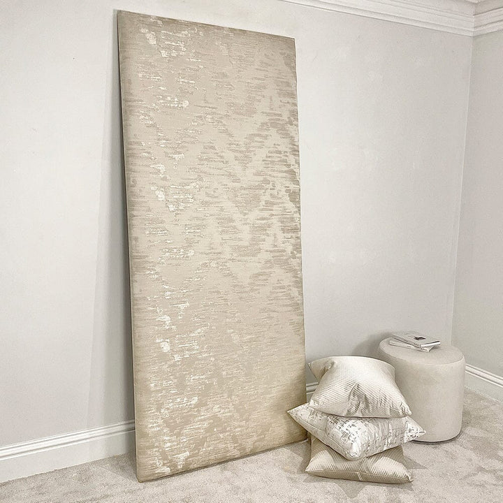 Zircronium Satin Oyster Individual Padded Upholstered Headboard Wall Panel - 90cm MTO Headboard 
