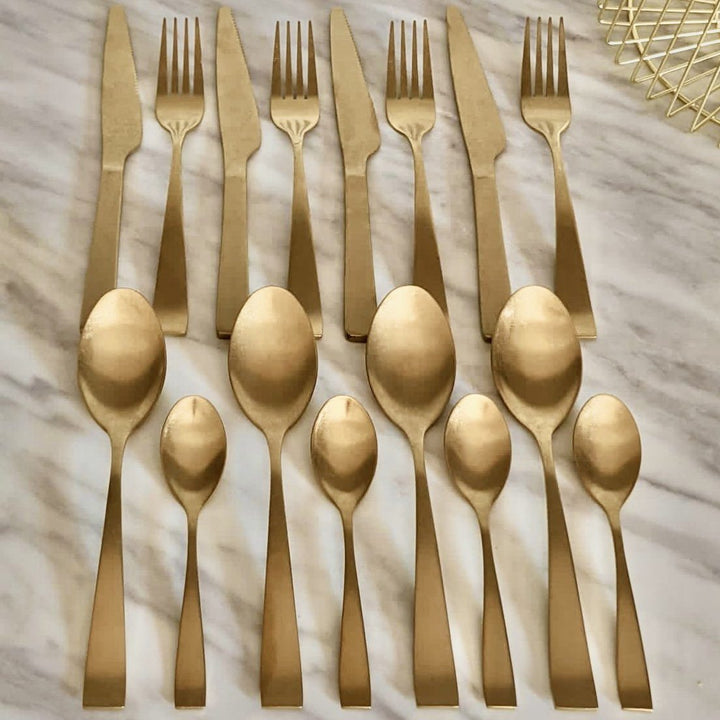 Zoey Gold Finish 16 Piece Cutlery Set Accessories 